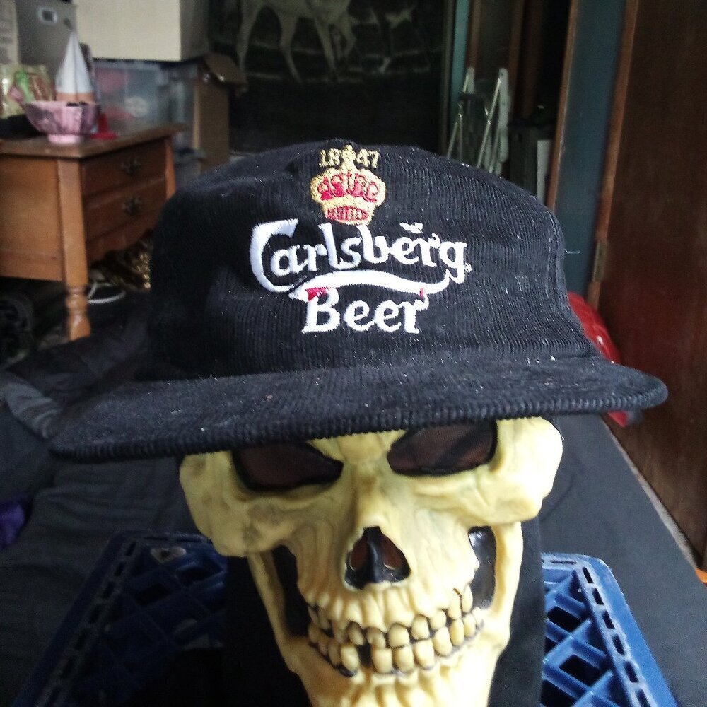 Vintage Carlsberg Beer Corduroy Strap Back Hat Cap